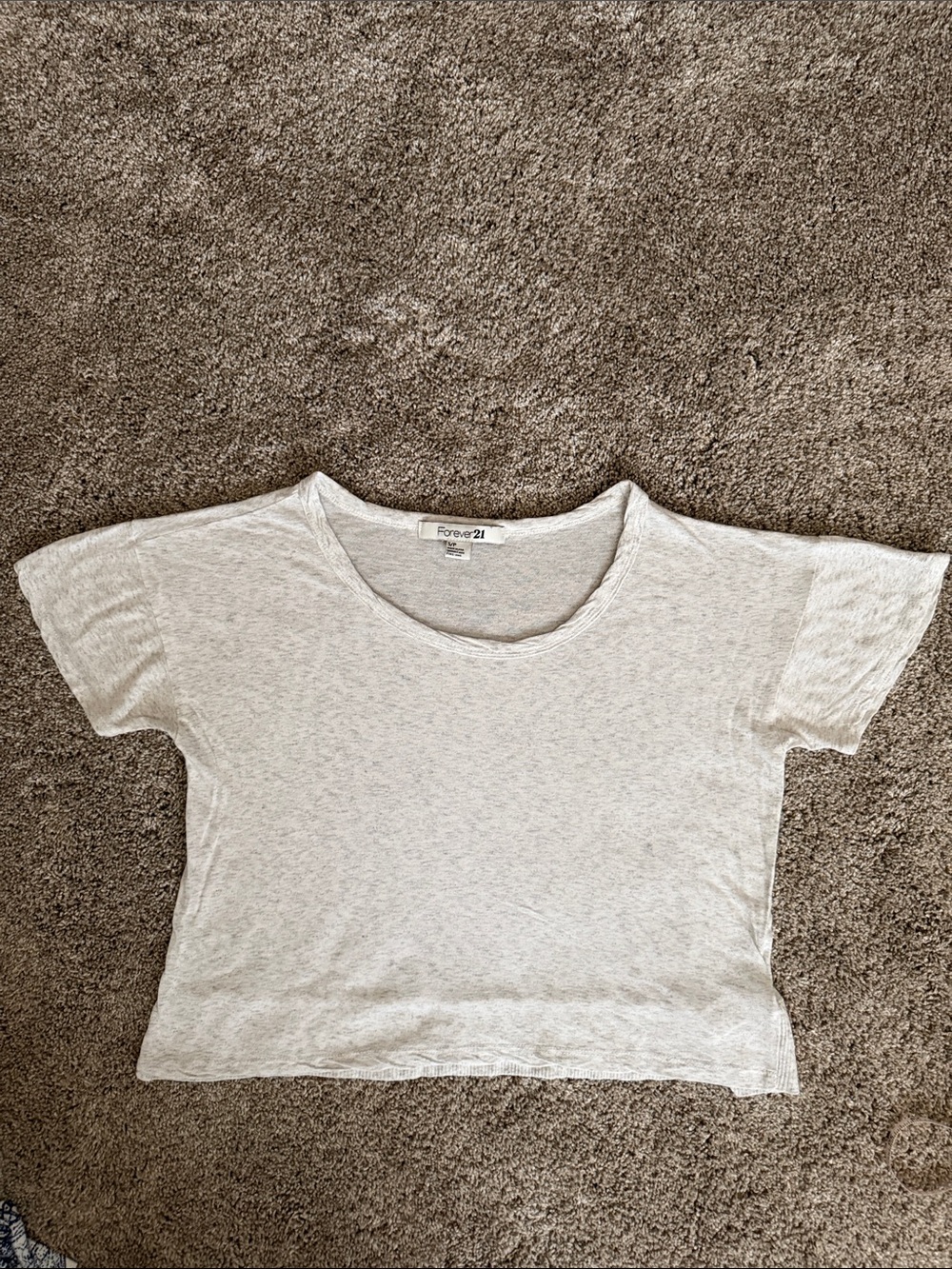 Forever 21 Light Heather Gray Scoop Neck Cropped Tee